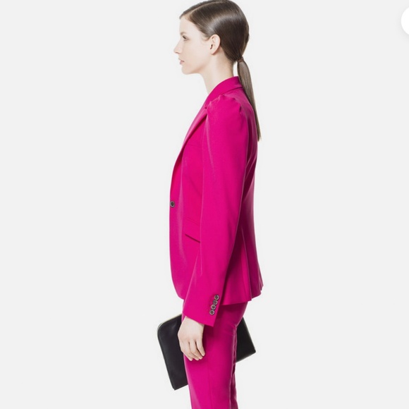 Zara Woman Puffed Sleeves Bright Fuchsia Blazer - Picture 14 of 15